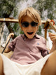 Polo kids liso logo rizo burdeos