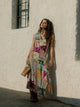 Vestido midi estampado patchwork cores