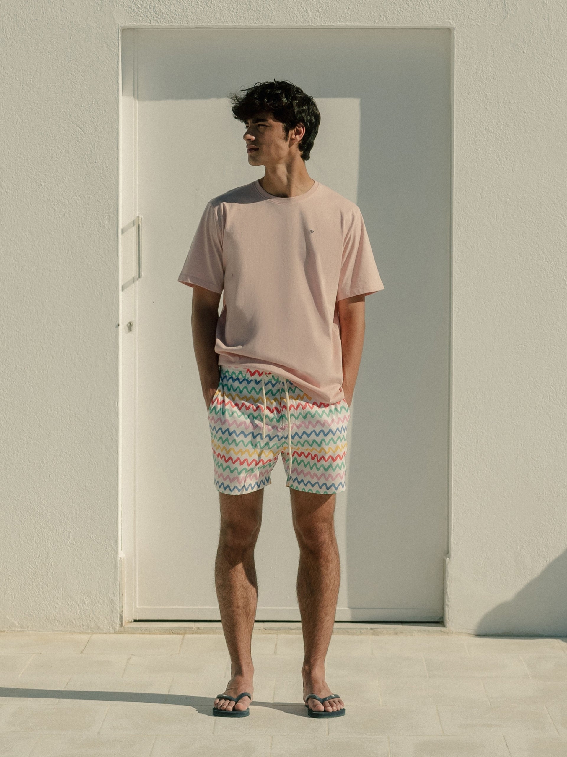 Maillot de bain zigzag multicolore crème