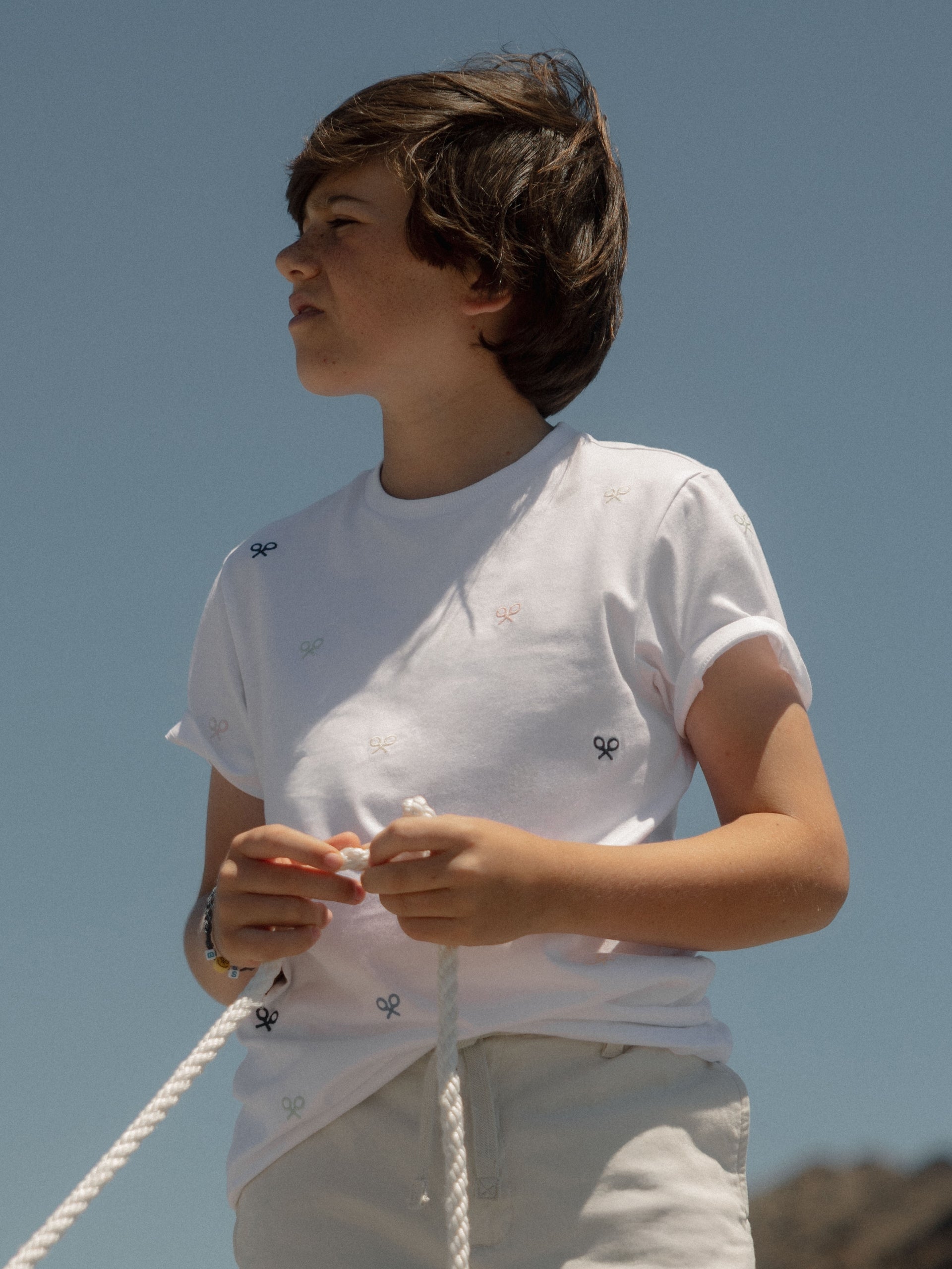 Camiseta kids multiraqueta colores blanco
