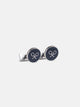 Navy blue embossed racket cufflink
