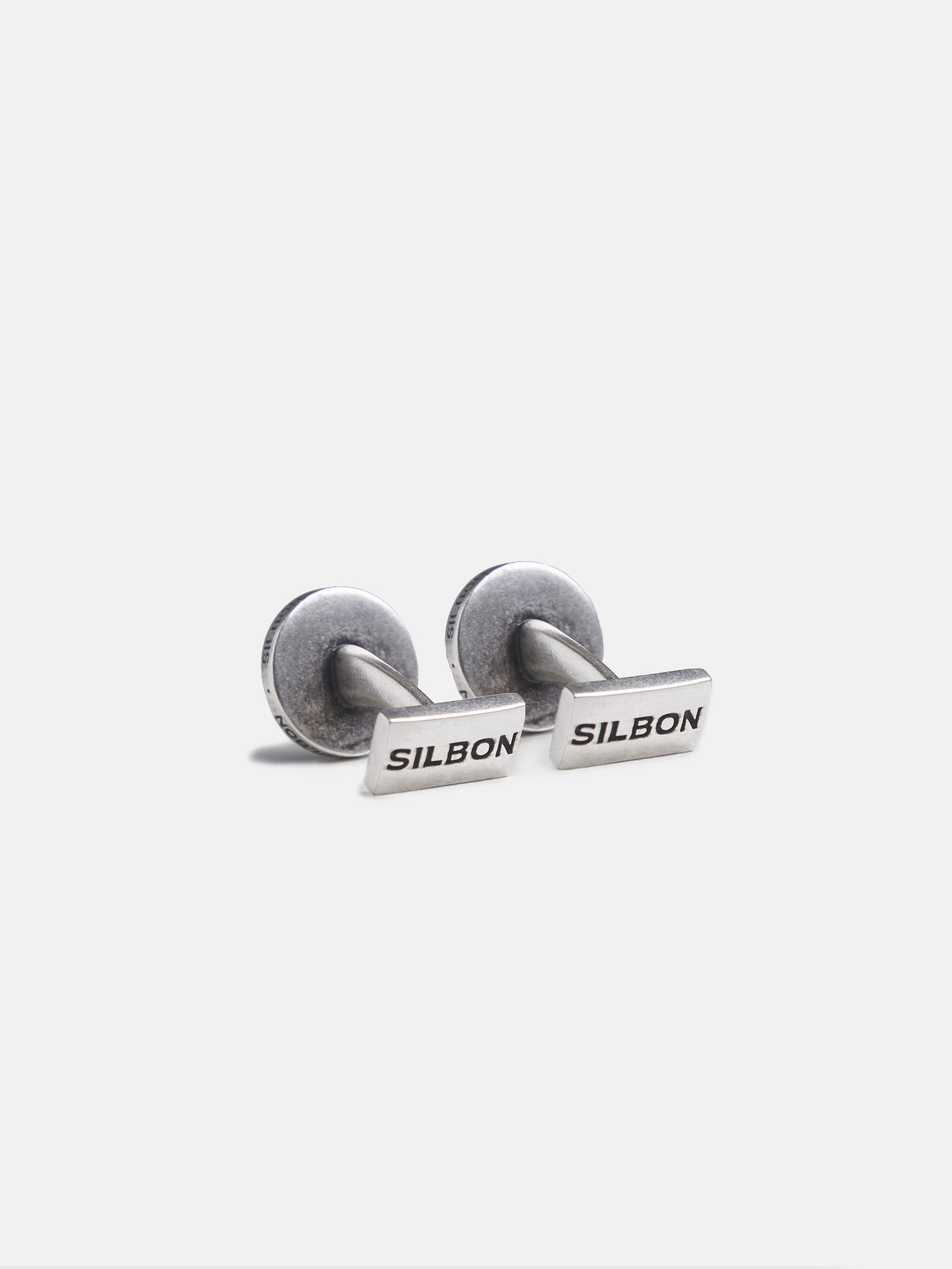 Navy blue embossed racket cufflink