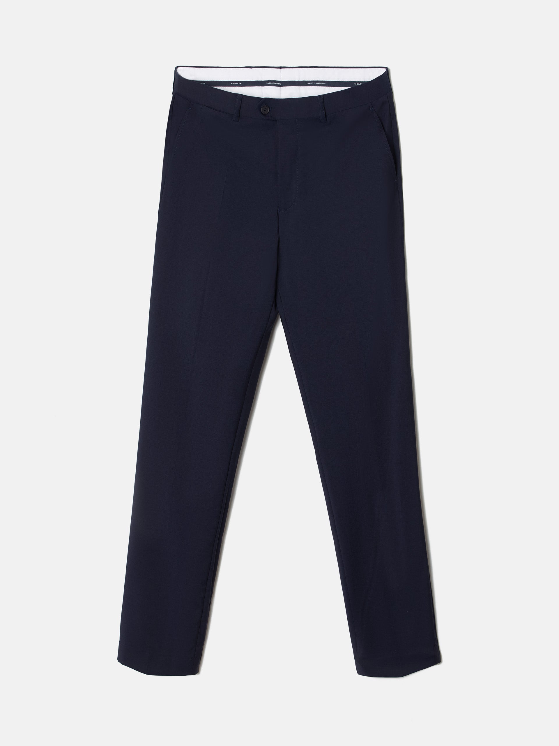 Pantalon traje natural stretch azul claro
