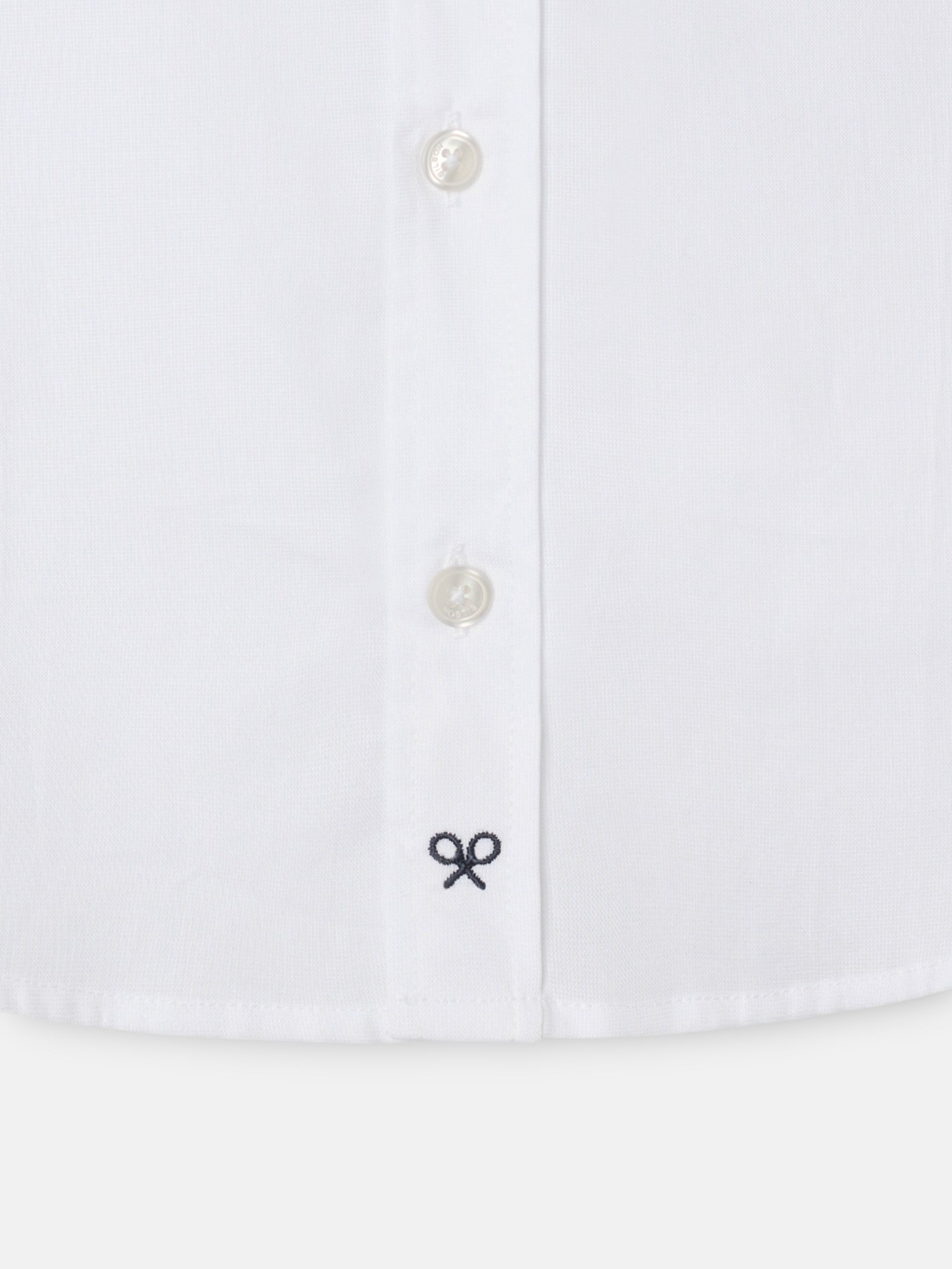 Camisa de vestir para crianças, punho simples, branca