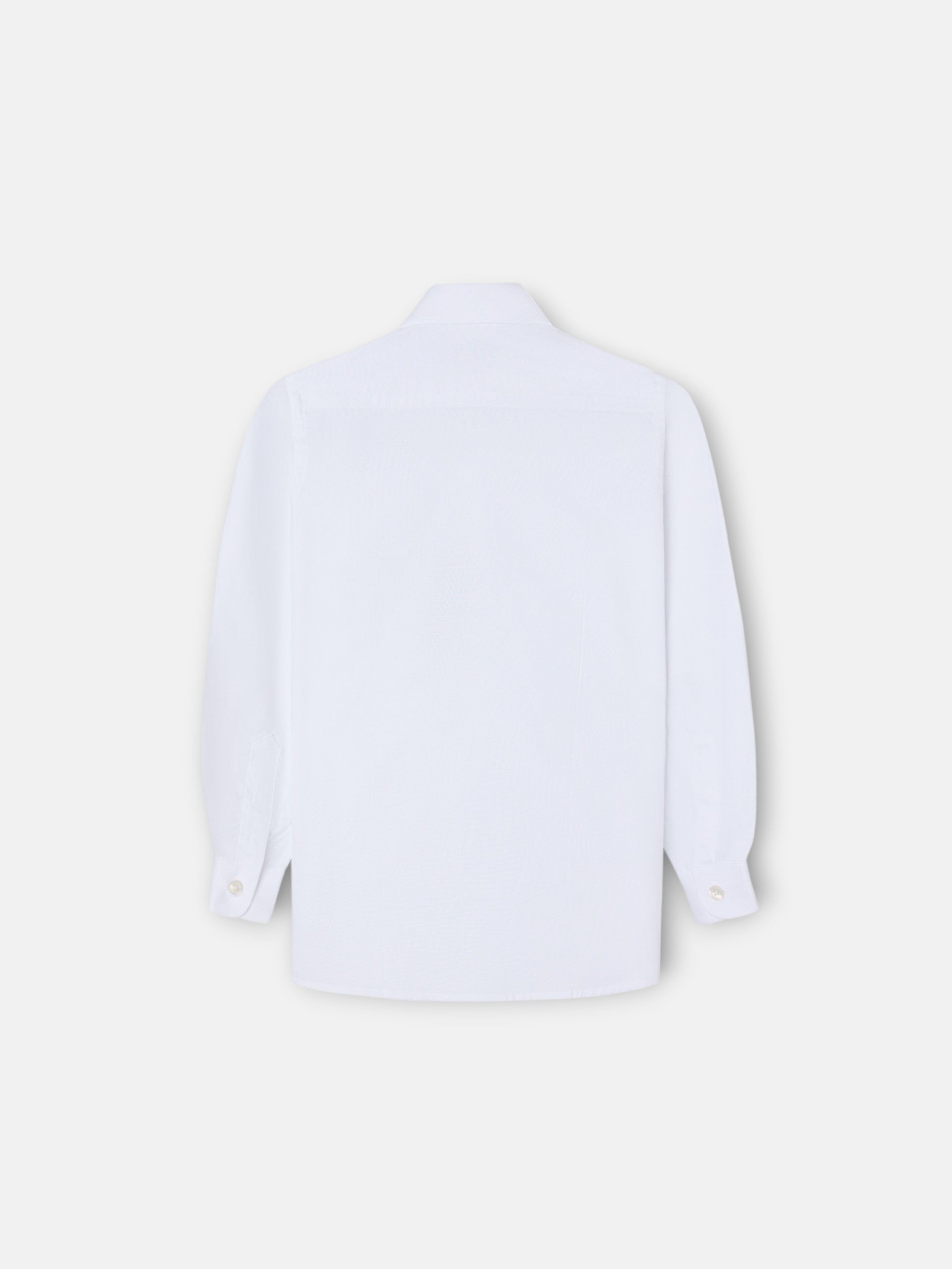 Camisa de vestir para crianças, punho simples, branca