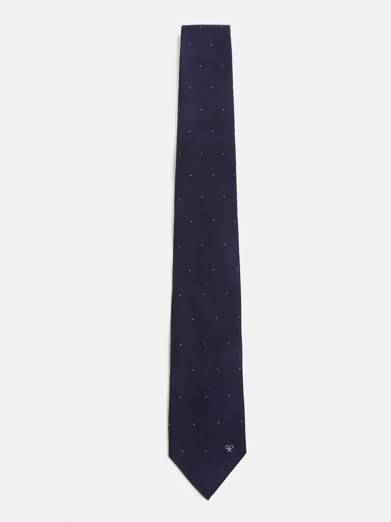 Gravata microponto azul-marinho branco