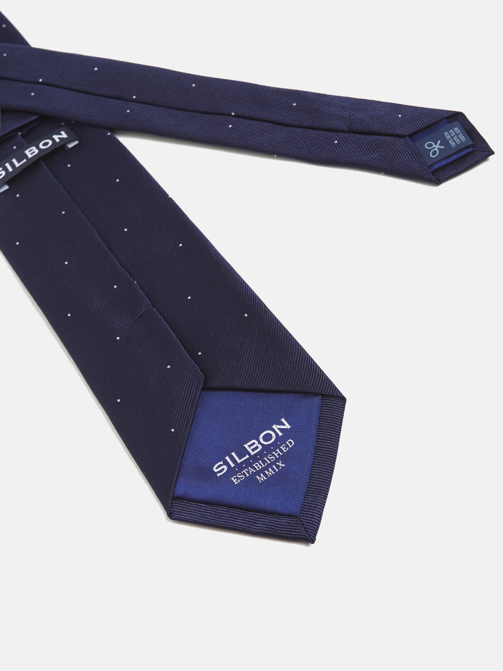 Corbata micropunto marino blanco