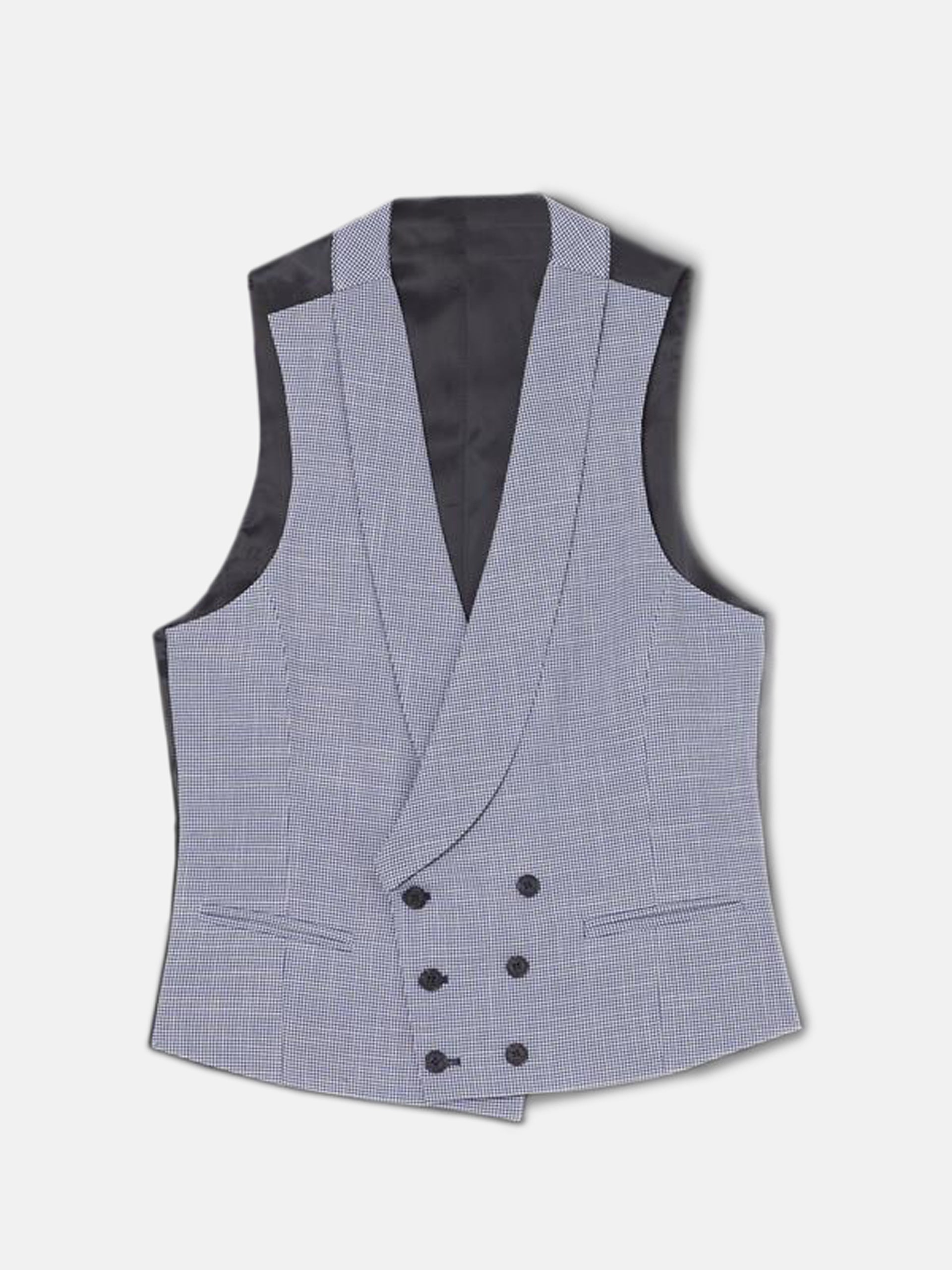 Chaleco chaque cuello redondo pata de gallo azul