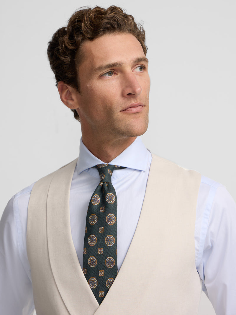 Pearl grey round neck jacket vest