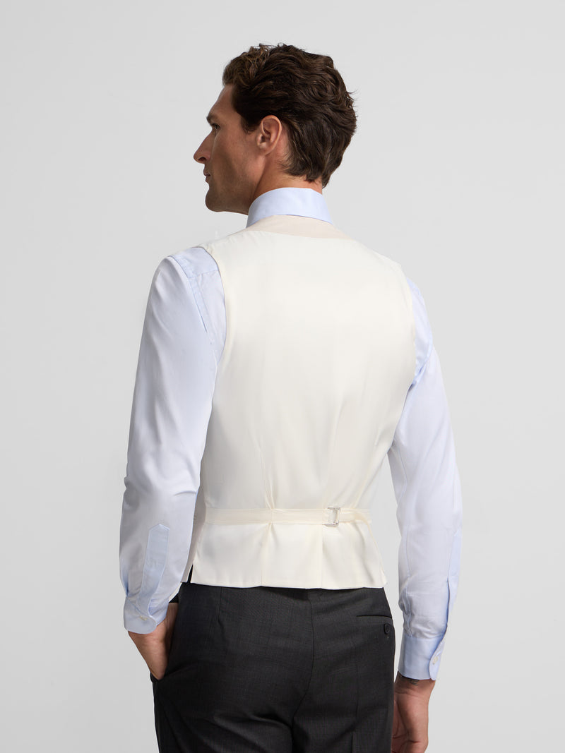 Pearl grey round neck jacket vest