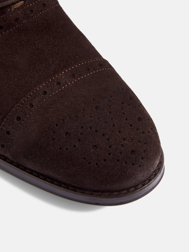 Classic perforated brown suede shoe