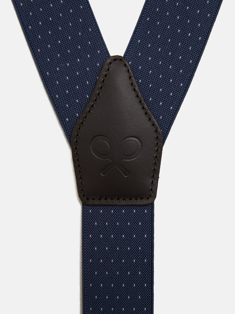 Silbon blue polka dot suspenders
