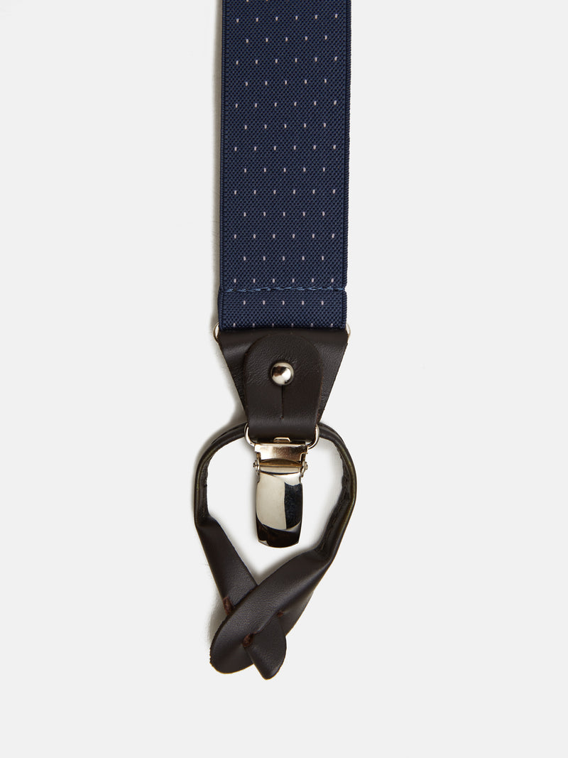 Silbon blue polka dot suspenders