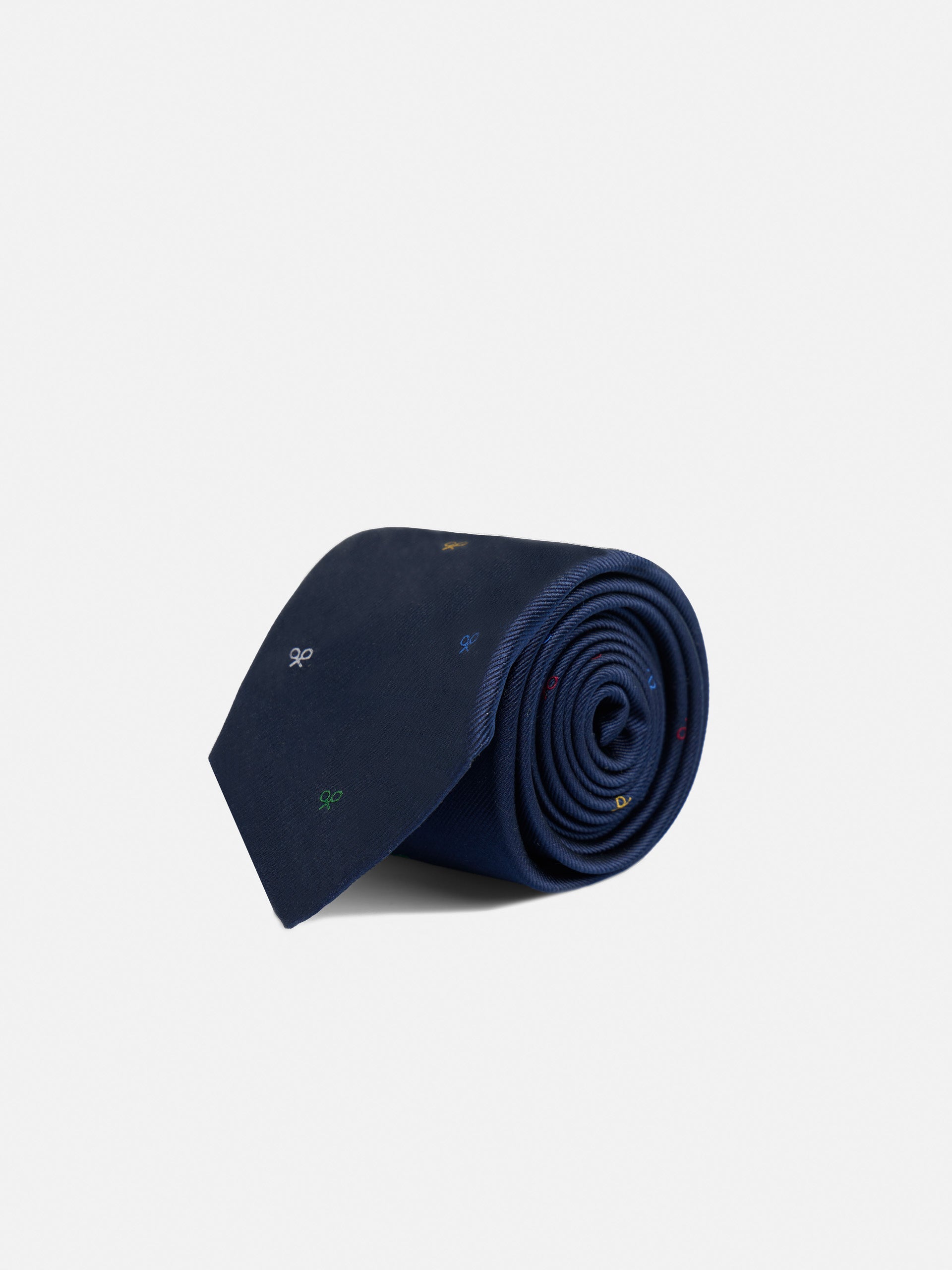 Corbata silbon motivos raquetas multicolor