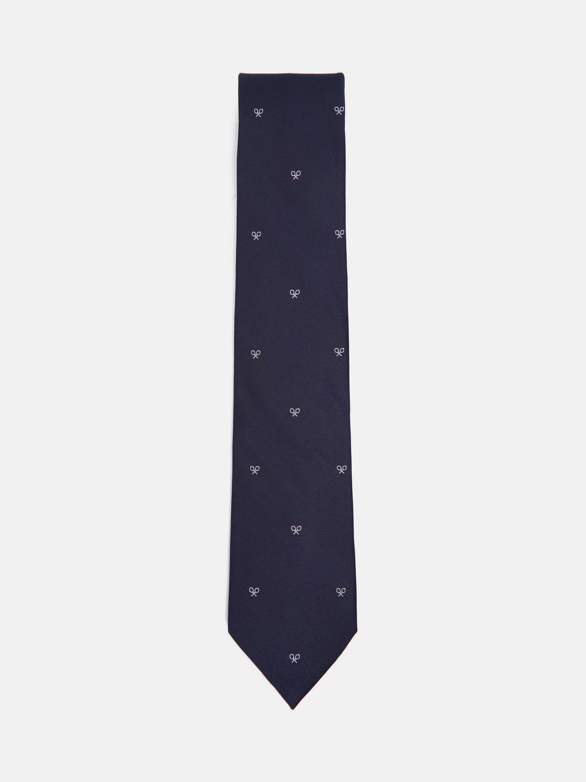 Corbata silbon motivos raquetas azul marino