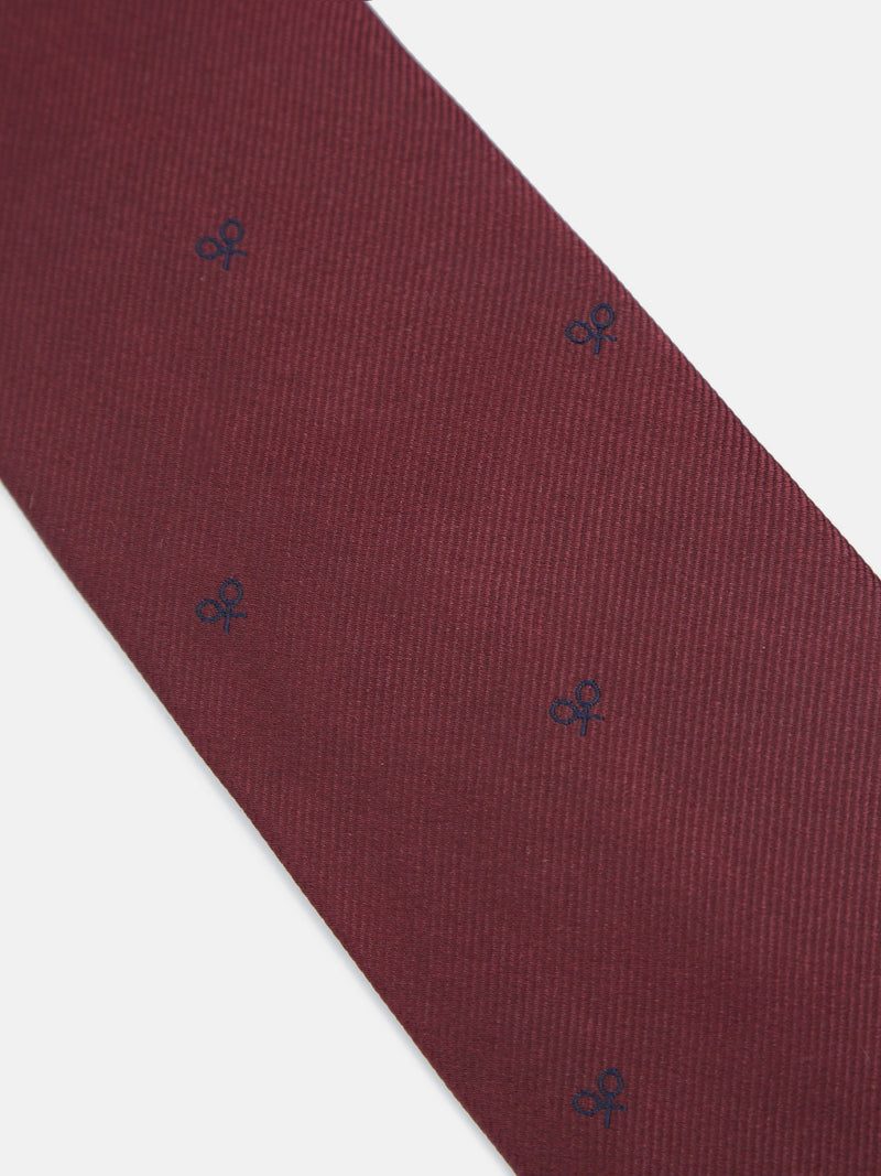 Corbata silbon motivos raquetas burdeos