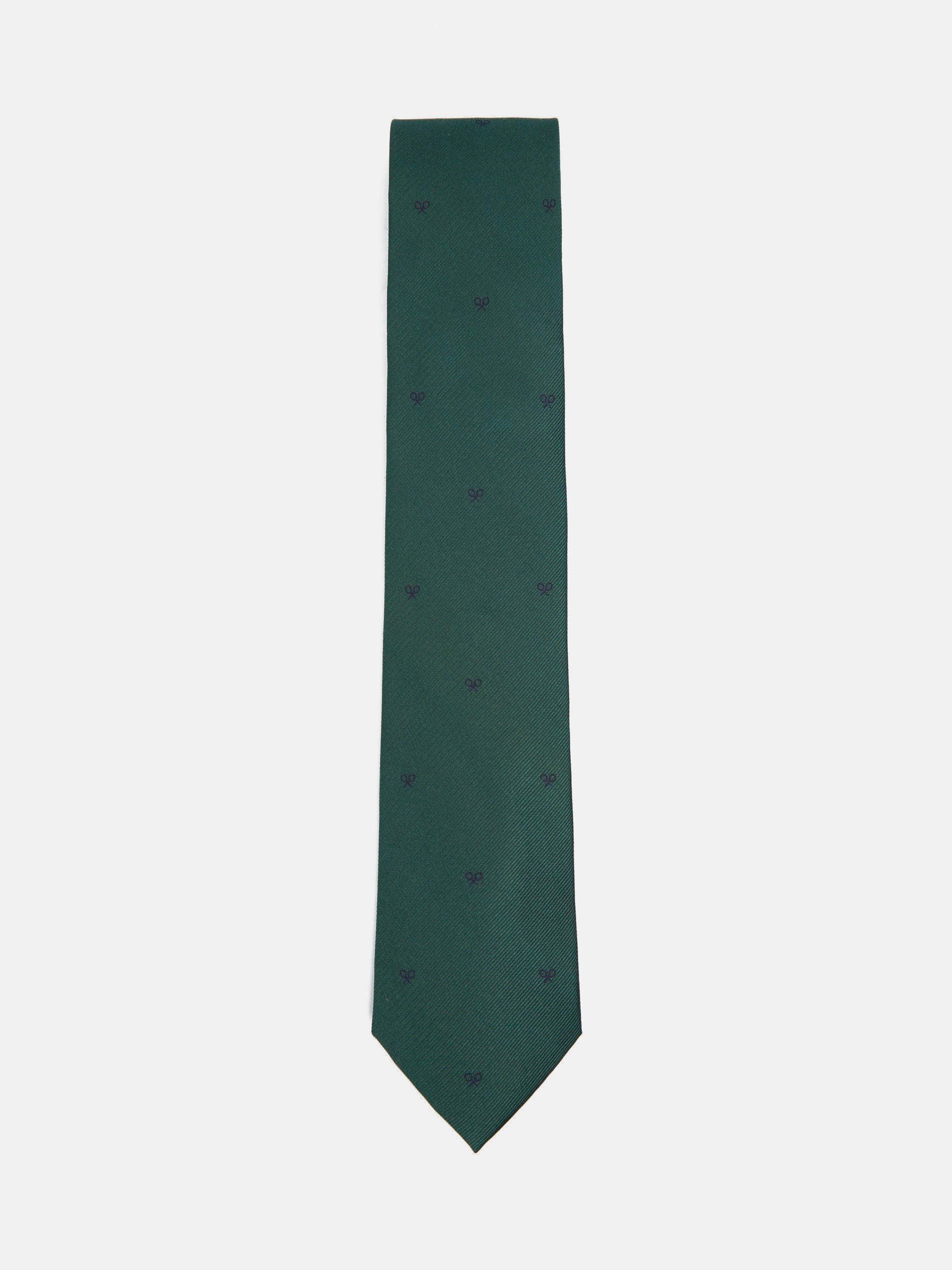 Corbata silbon motivos raquetas verde