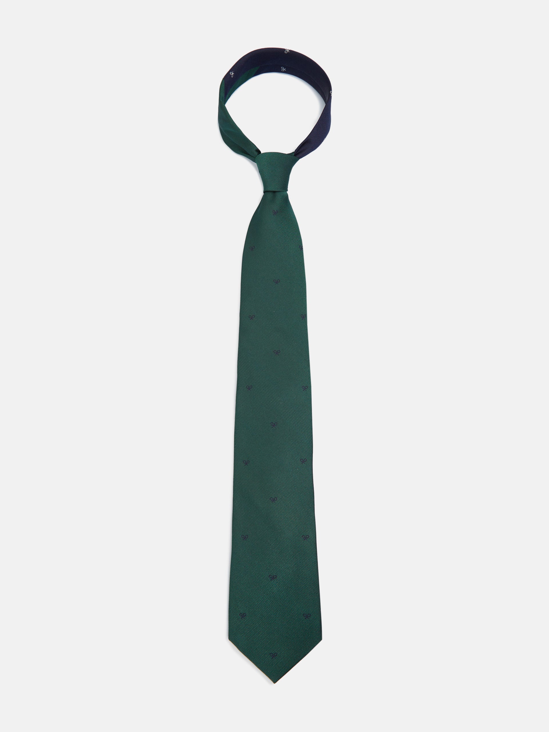 Corbata silbon motivos raquetas verde