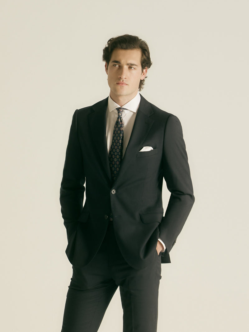Natural stretch dark navy suit jacket