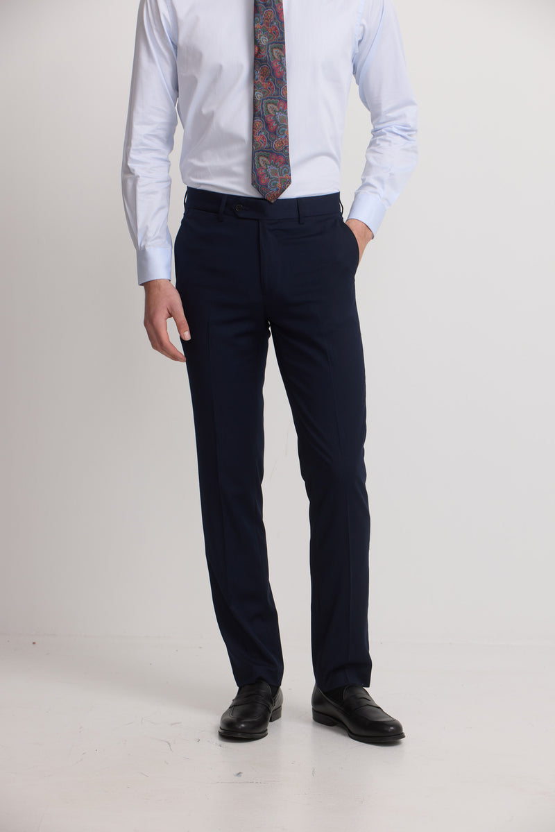 Pantalon traje natural stretch azul claro