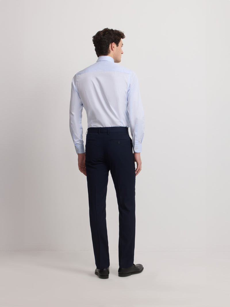 Pantalon traje natural stretch azul claro