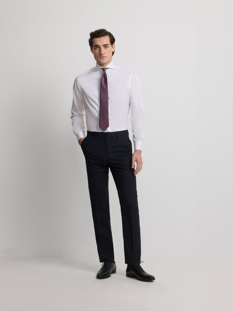 Natural stretch dark navy suit trousers