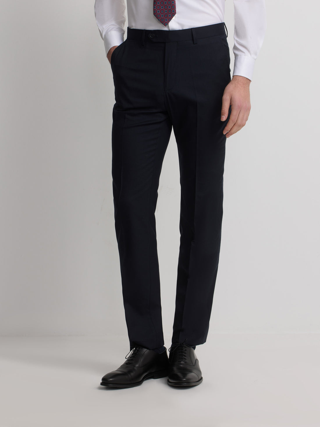 Natural stretch dark navy suit trousers
