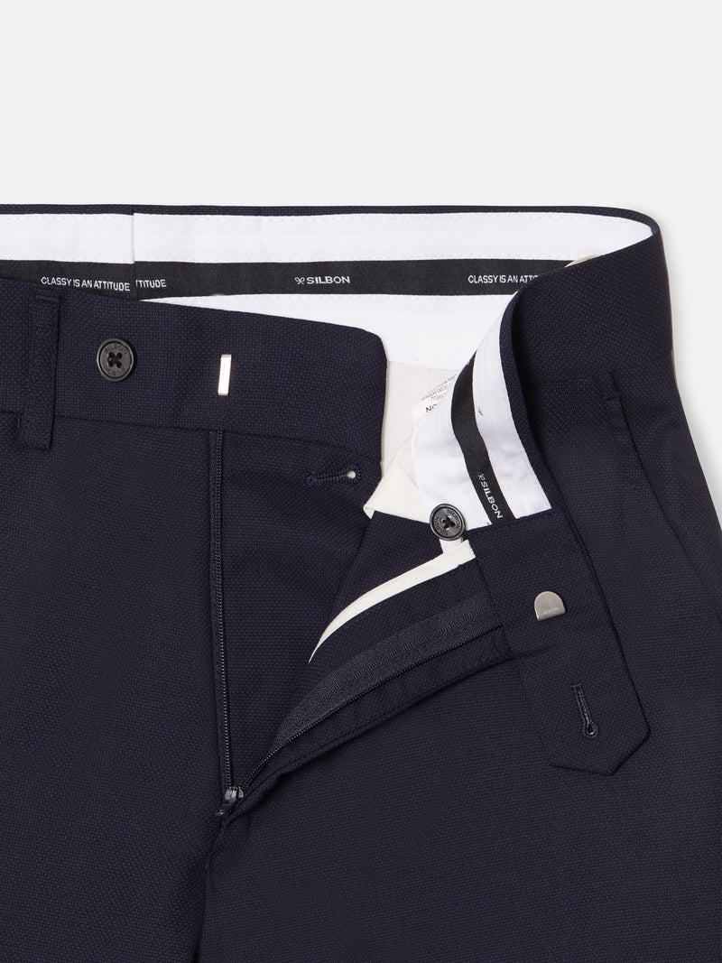 Navy blue structured suit trousers