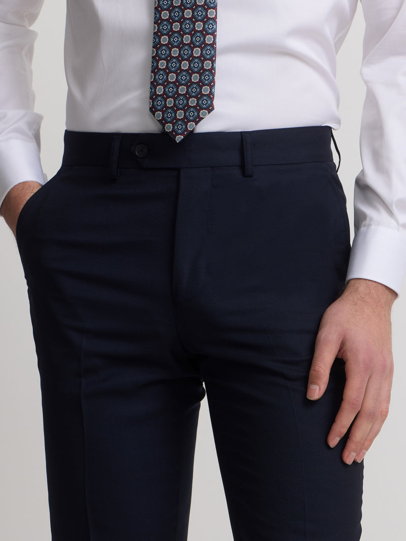 Navy blue structured suit trousers