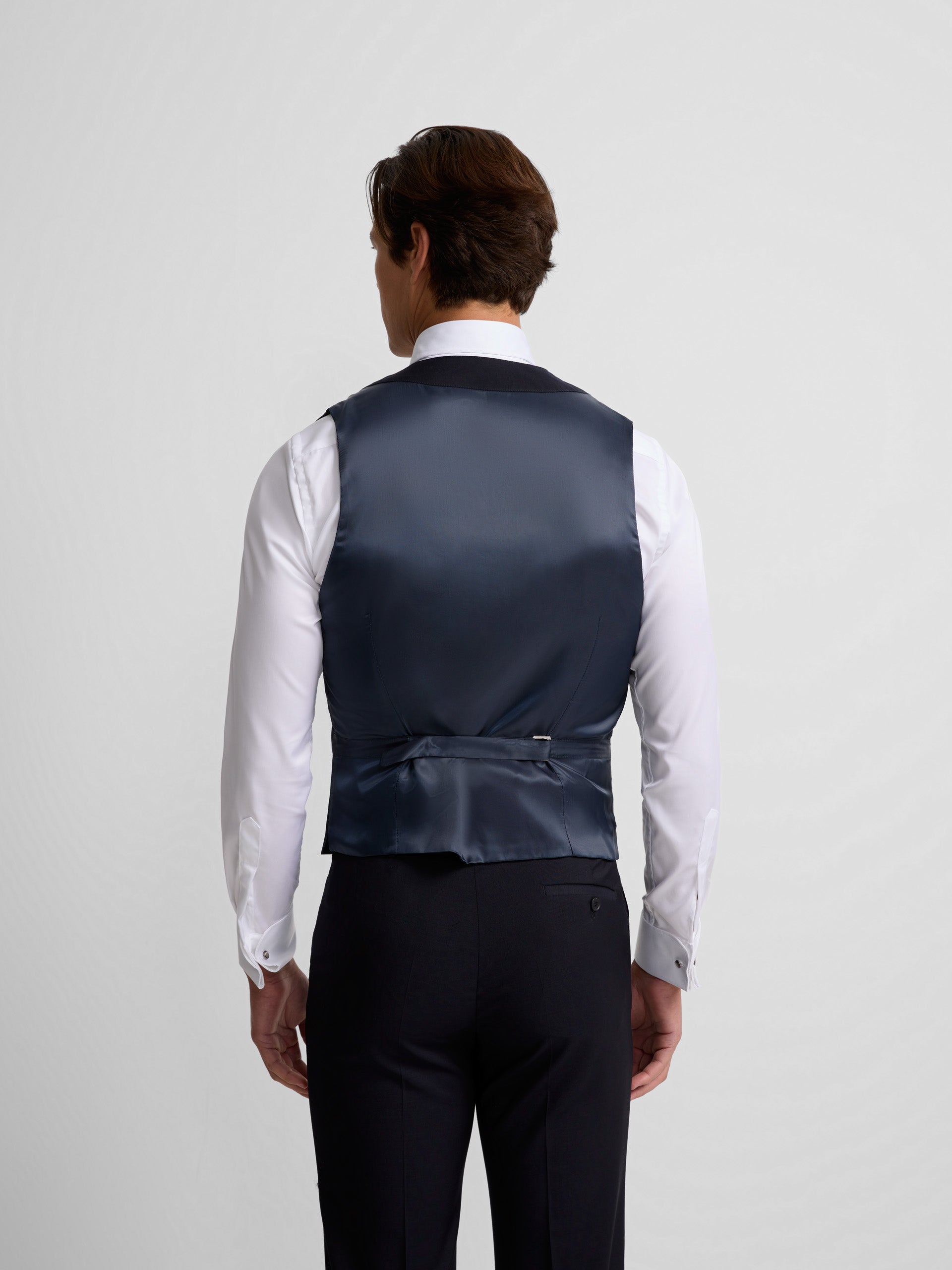 Chaleco vestir stretch cuello redondo azul marino