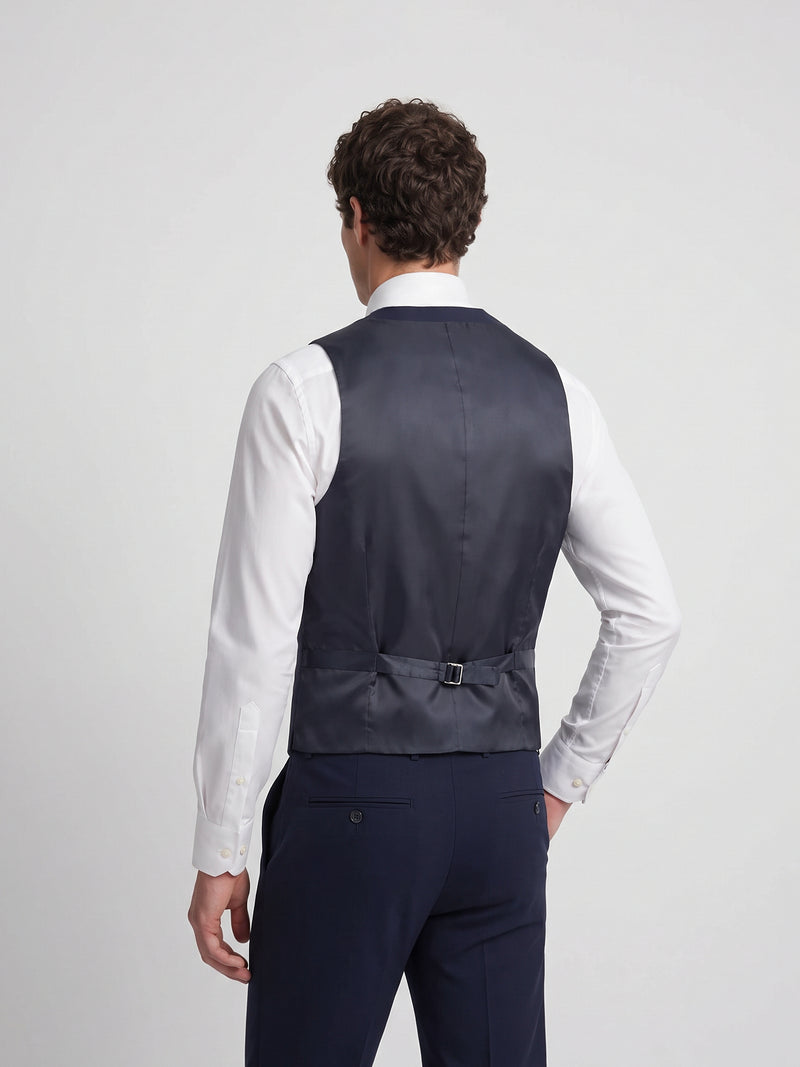 Chaleco vestir stretch cuello redondo azul claro