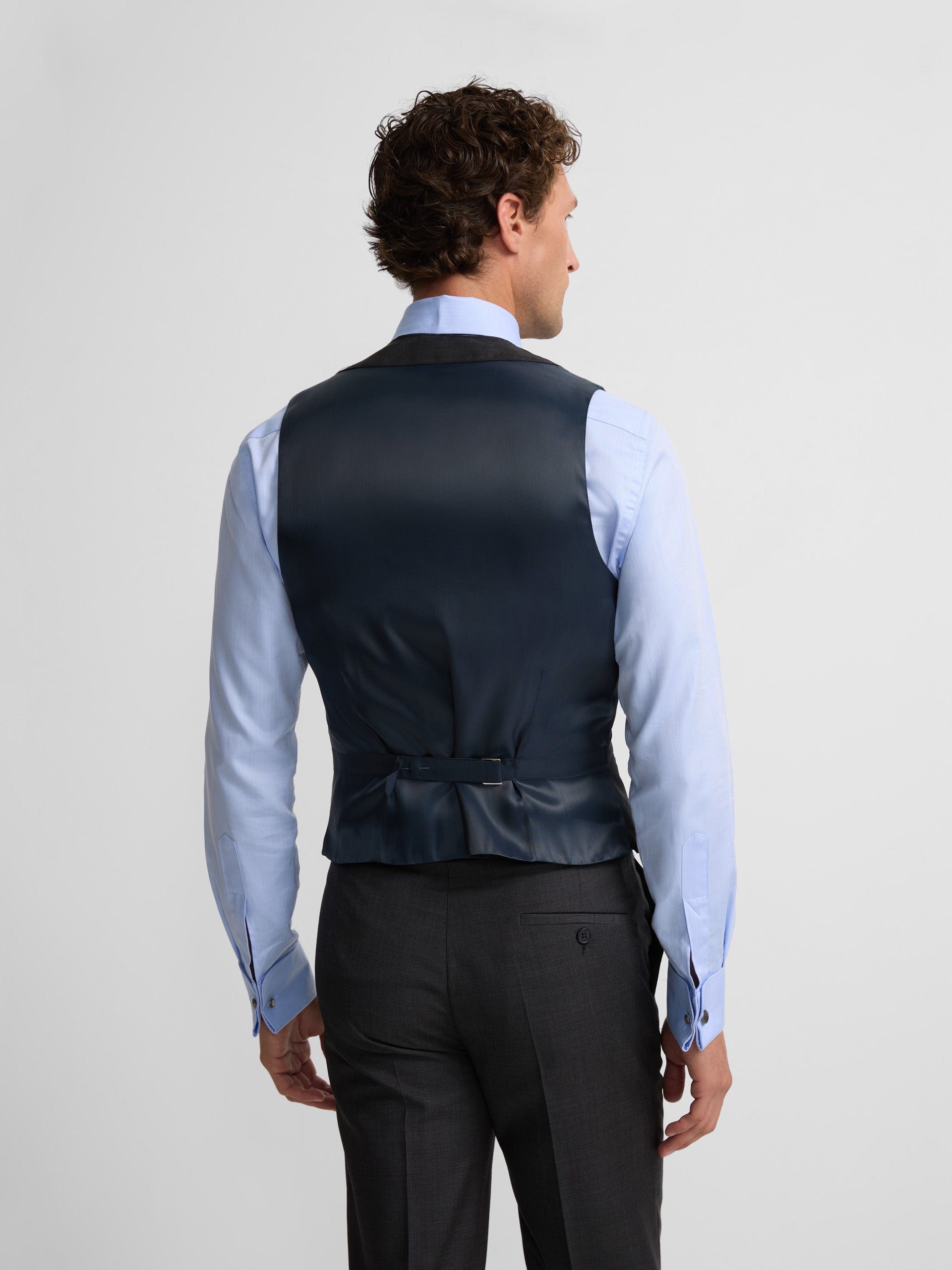 Chaleco vestir stretch cuello redondo gris