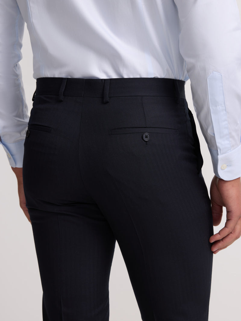 Pantalon traje clasico espiga azul marino