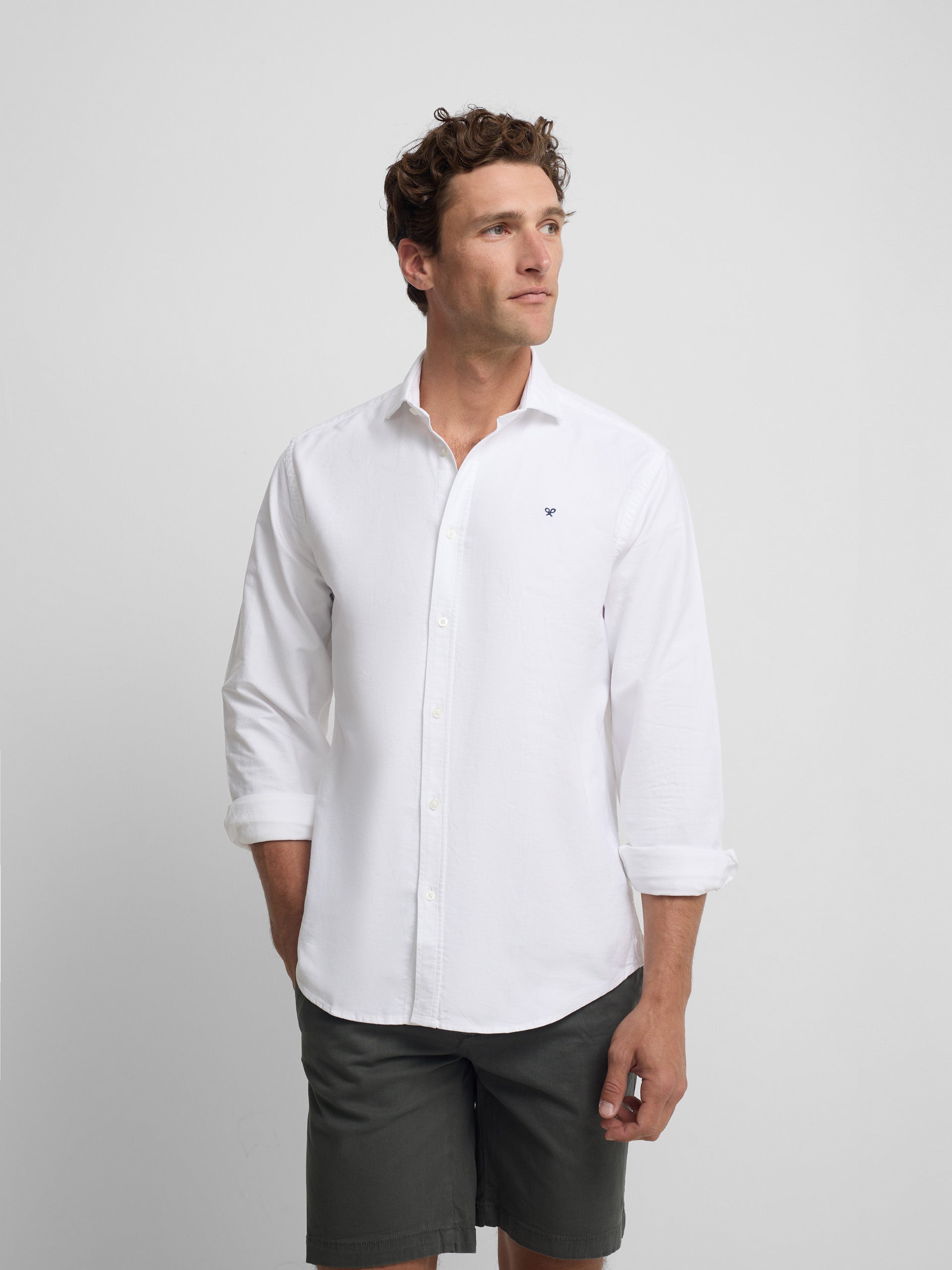 Camisa sport oxford cutaway blanca