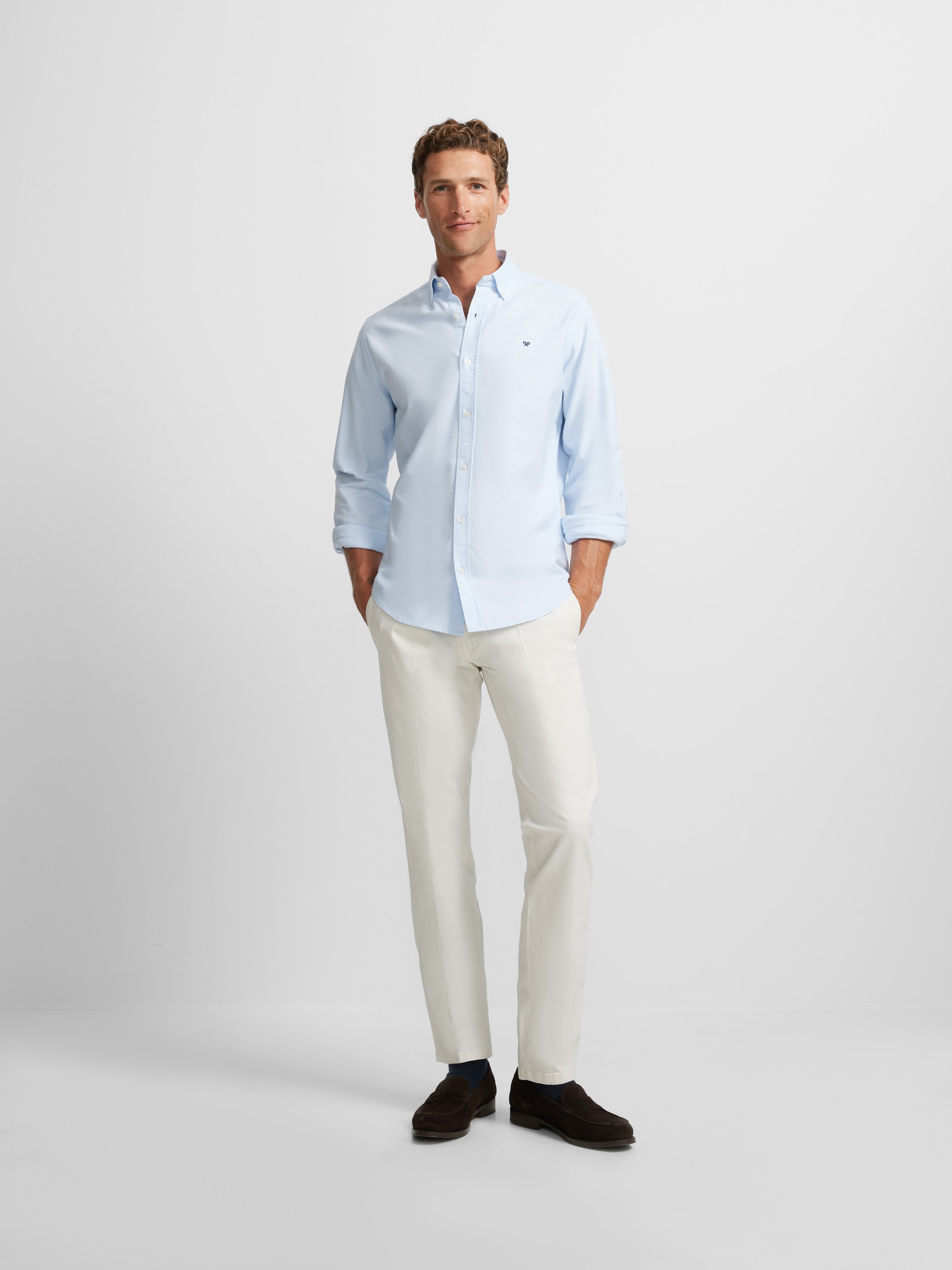 Camisa sport oxford celeste