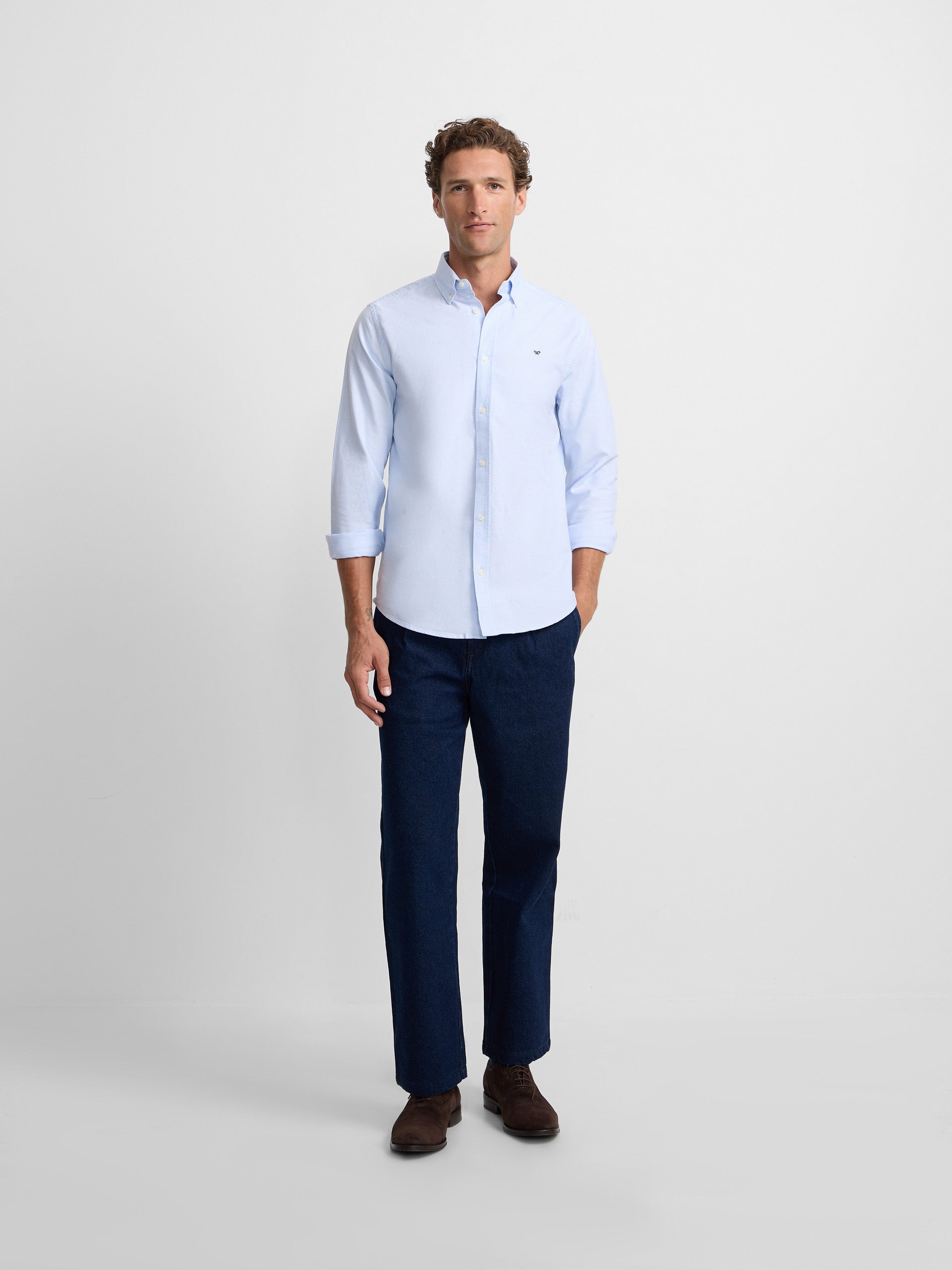 Camisa sport oxford regular fit celeste