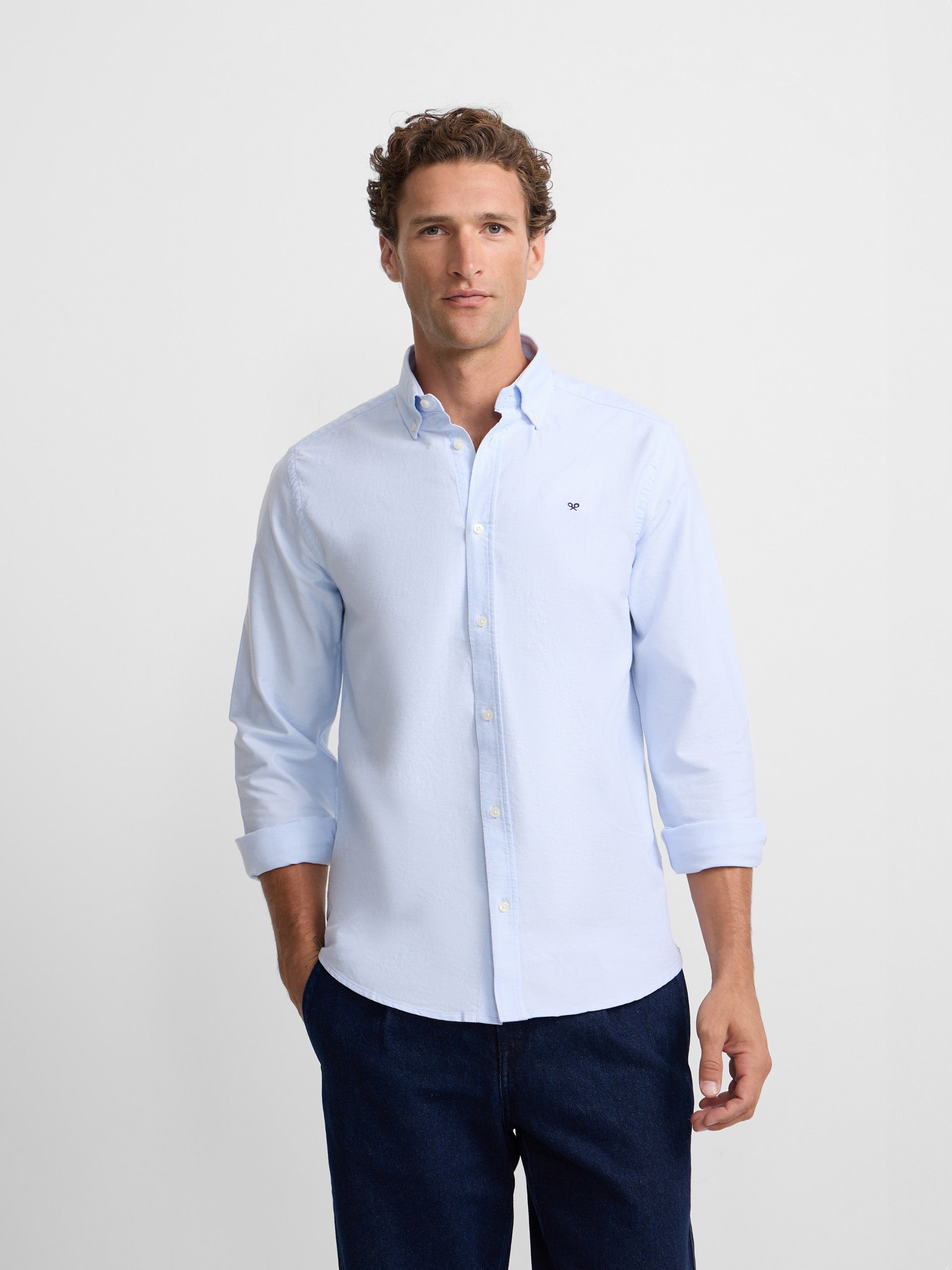 Camisa sport oxford regular fit celeste