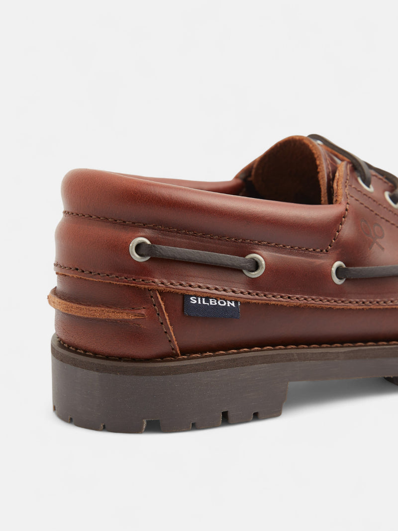 Chaussure sport enfant nautique cuir marron