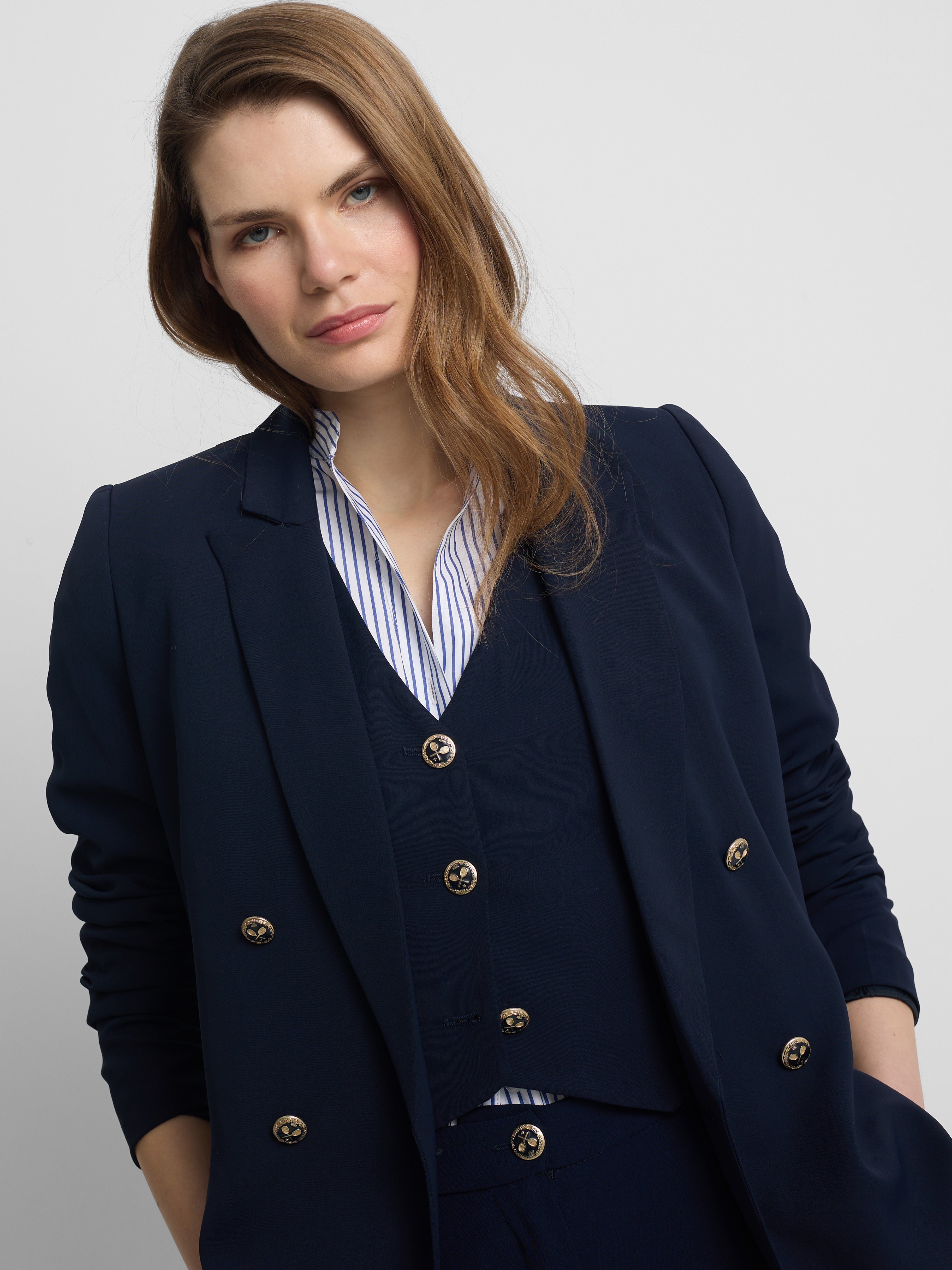 Americana woman clasica azul marino
