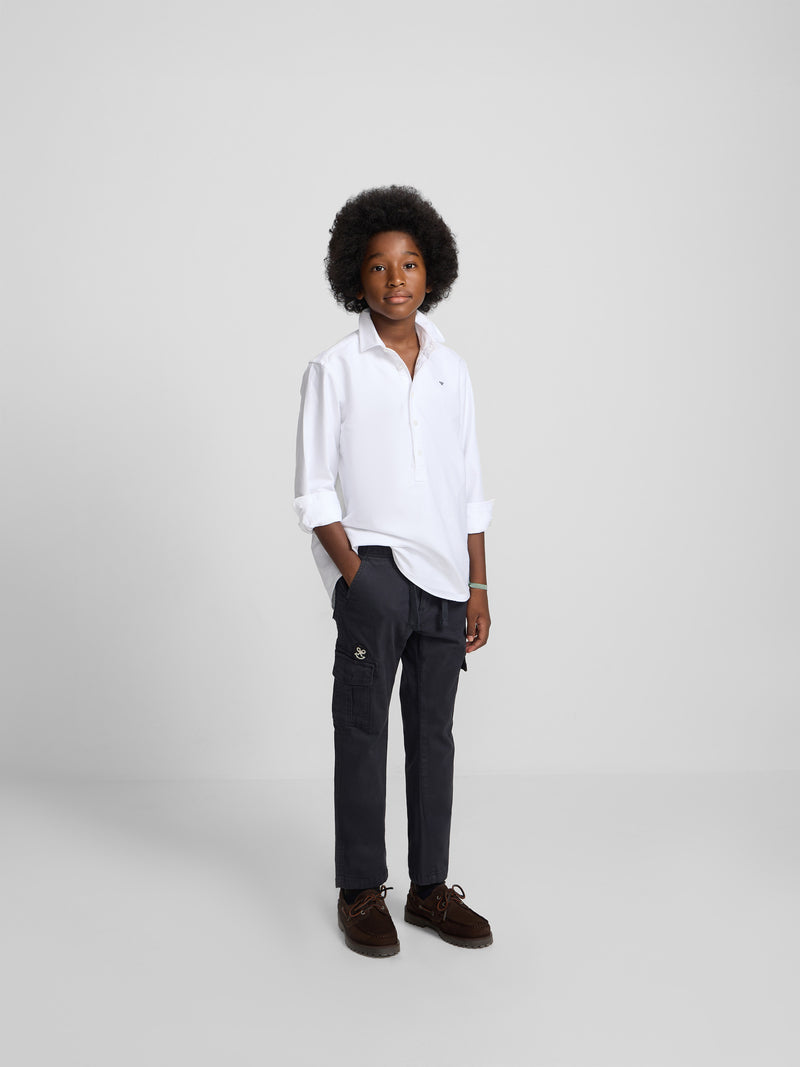 Polo sport classique enfant oxford blanc