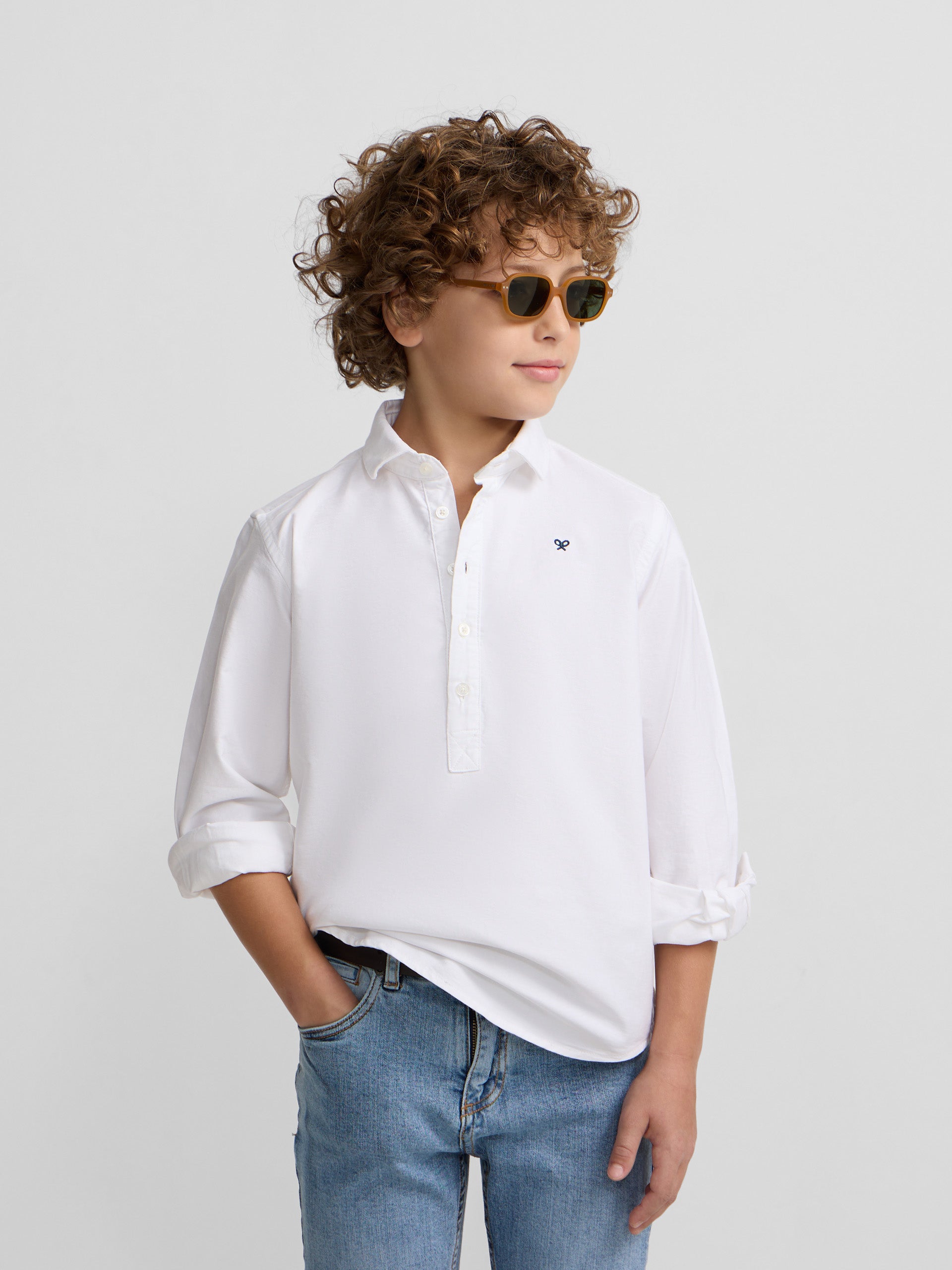 Polera sport kids clasica oxford blanca