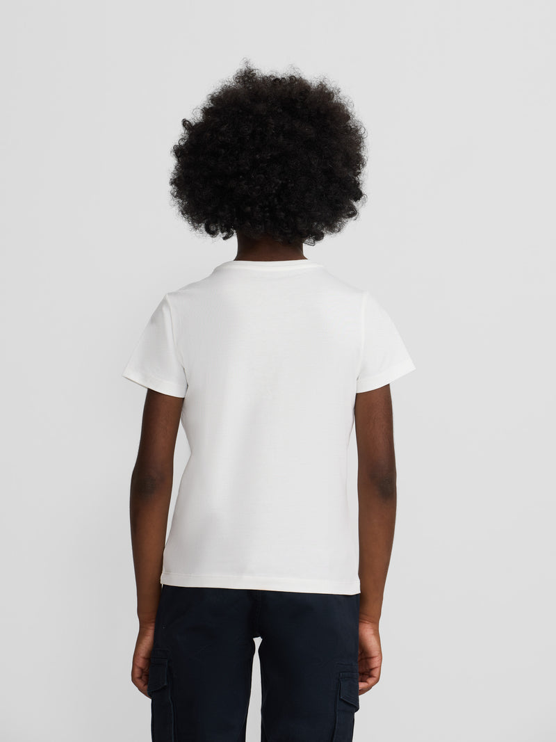 Kids white half racket t-shirt