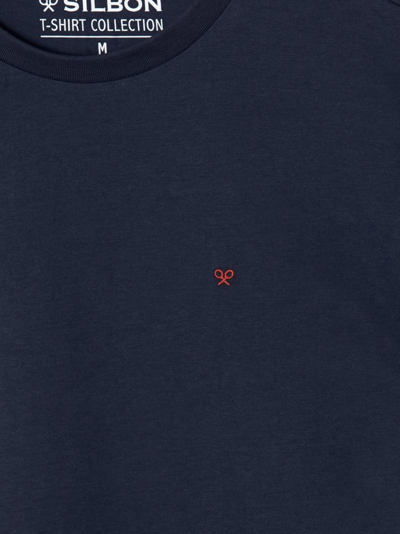 Camiseta silbon minilogo azul marino