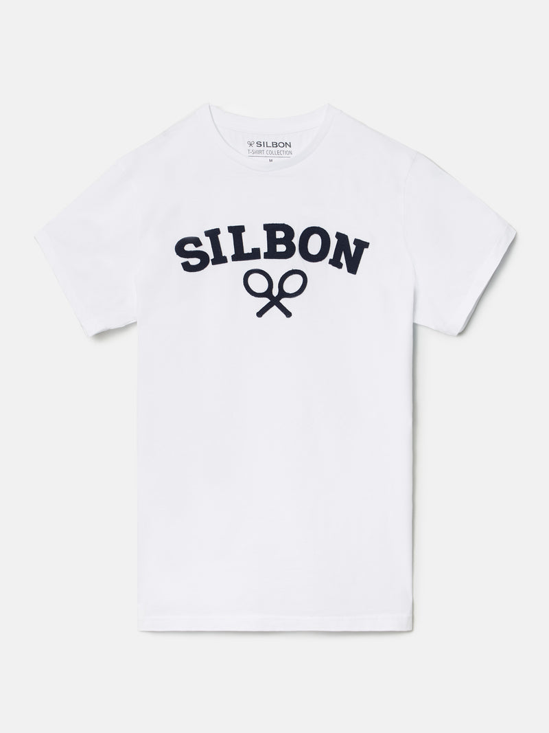 Camiseta silbon raqueta media blanca