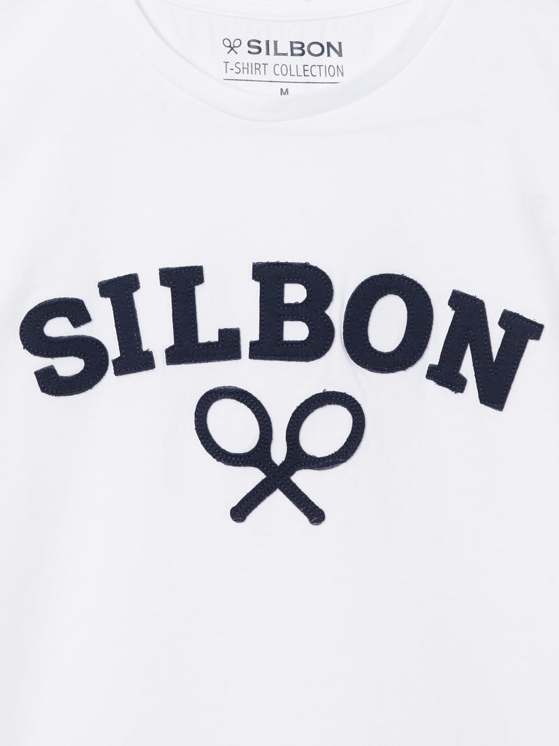Camiseta silbon raqueta media blanca
