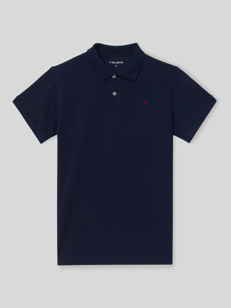 Polo clasico liso azul marino