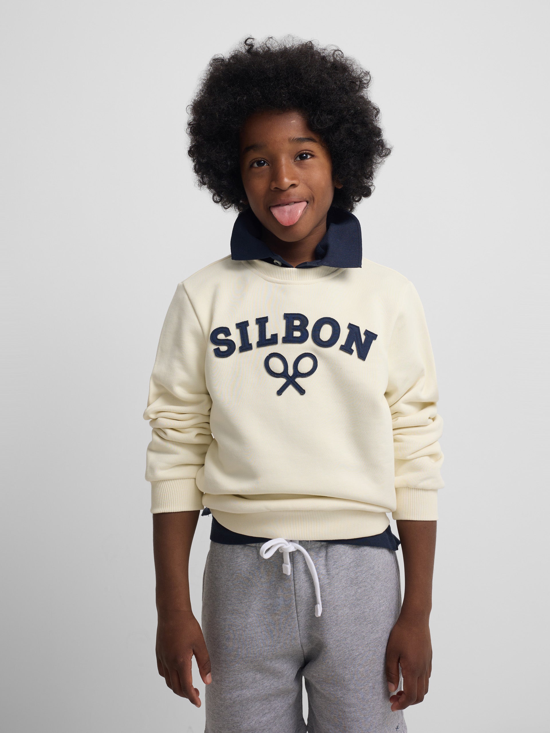 Sudadera kids raqueta media crema