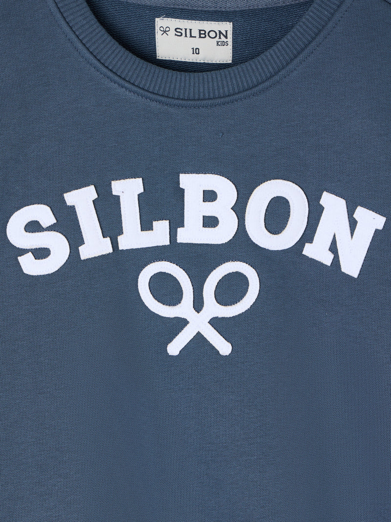 Kids navy blue half racket sweatshirt