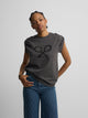 Camiseta woman manga roll out negra