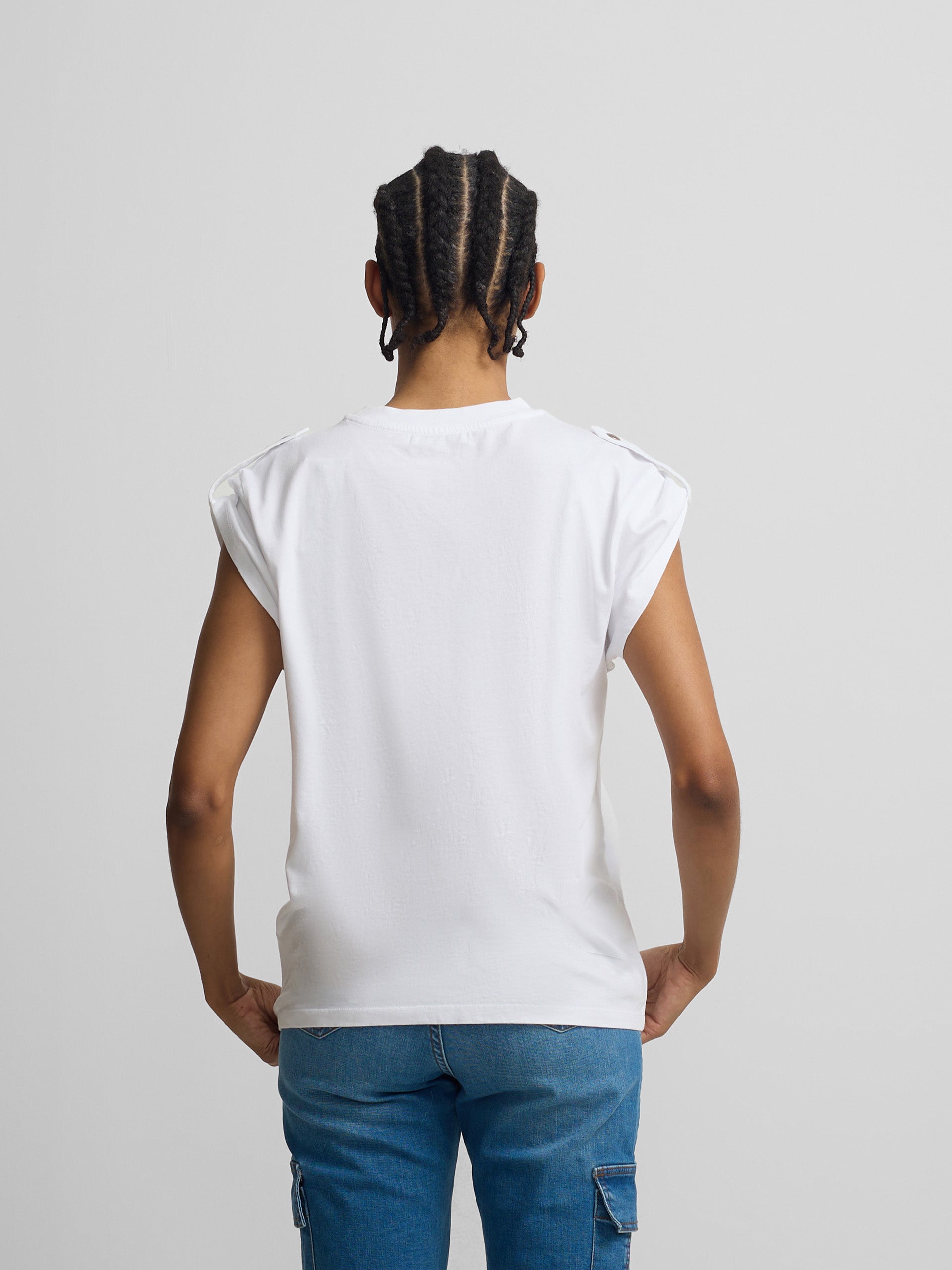 Camiseta woman manga roll out blanca
